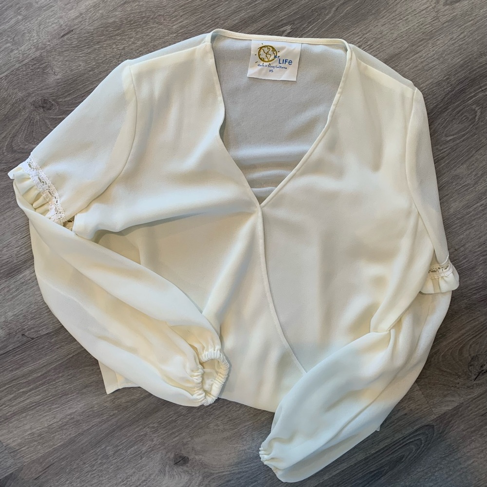 Blue life by planet blue white flowy top